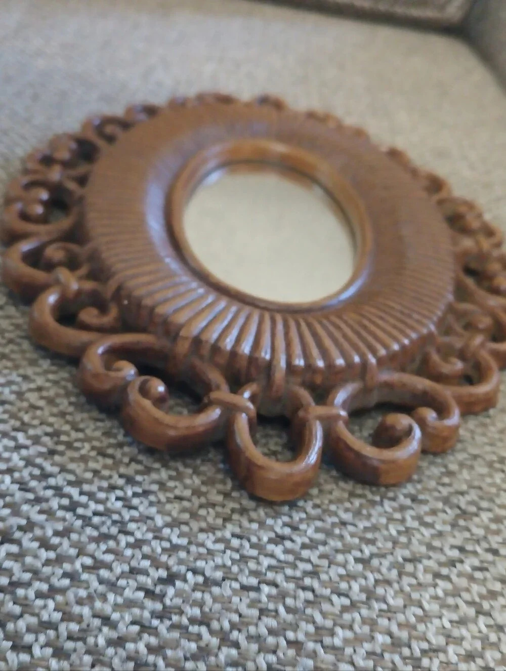 Vintage Faux Rattan Wall Mirror